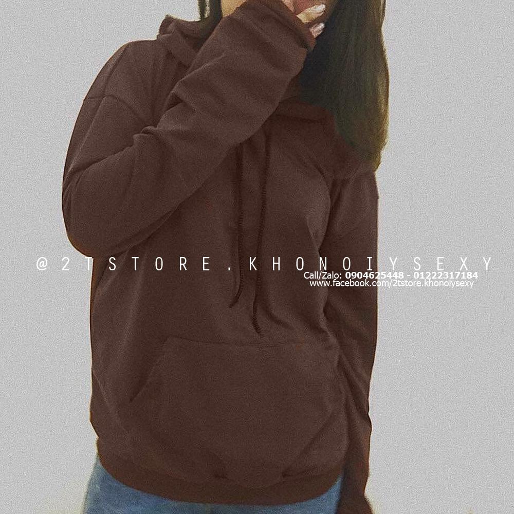 2T STORE ÁO KHOÁC HOODIE NỈ CÓ NÓN TRƠN MÀU nâu 2TAKN08001-2.jpg