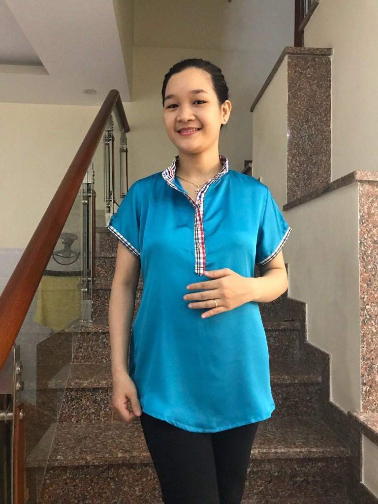 Áo bầu lụa cổ trụ