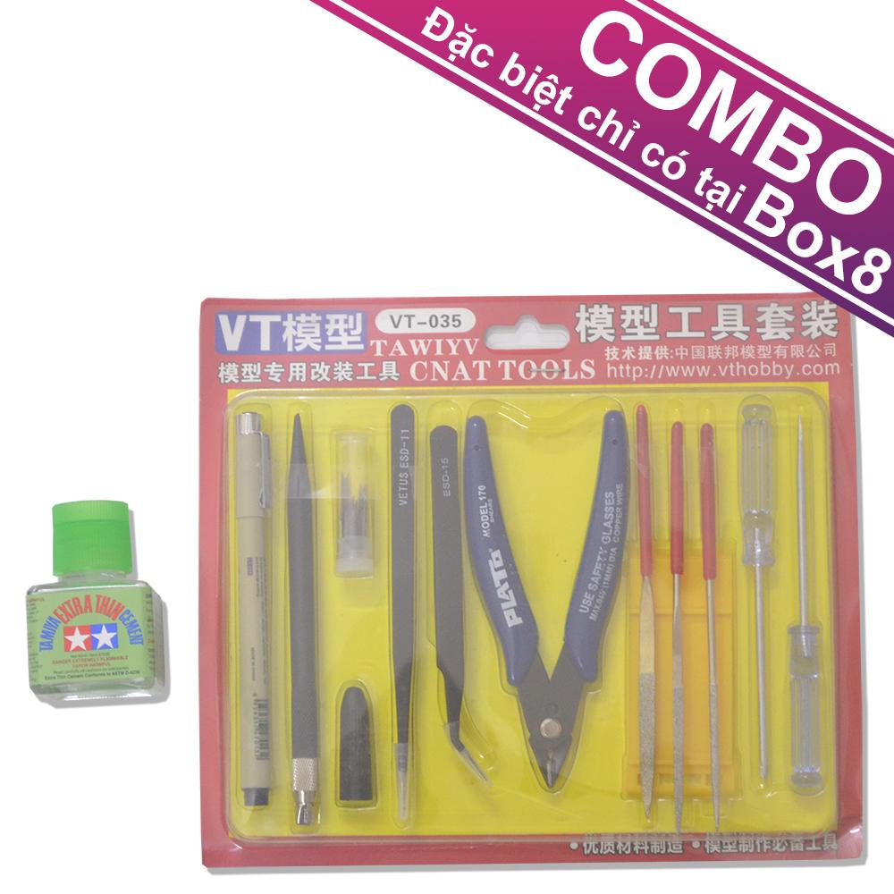 [7-11/12 VOUCHER 8%]Bộ Combo Keo dán mô hình Tamiya Extra Thin Cement + Bộ dụng cụ lắp ráp mô hình chuyên dụng Tawiyv VT-035 [CB]