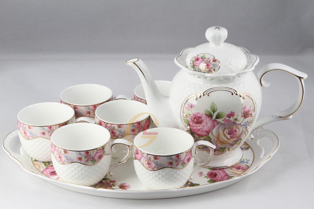 Bộ tách trà khay sứ Ceramic 8 chi tiết 8150