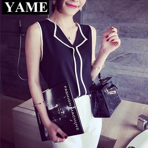 Áo Kiểu Nữ Sát Nách Hot Summer YAME SN5669DT Đen Viền Trắng