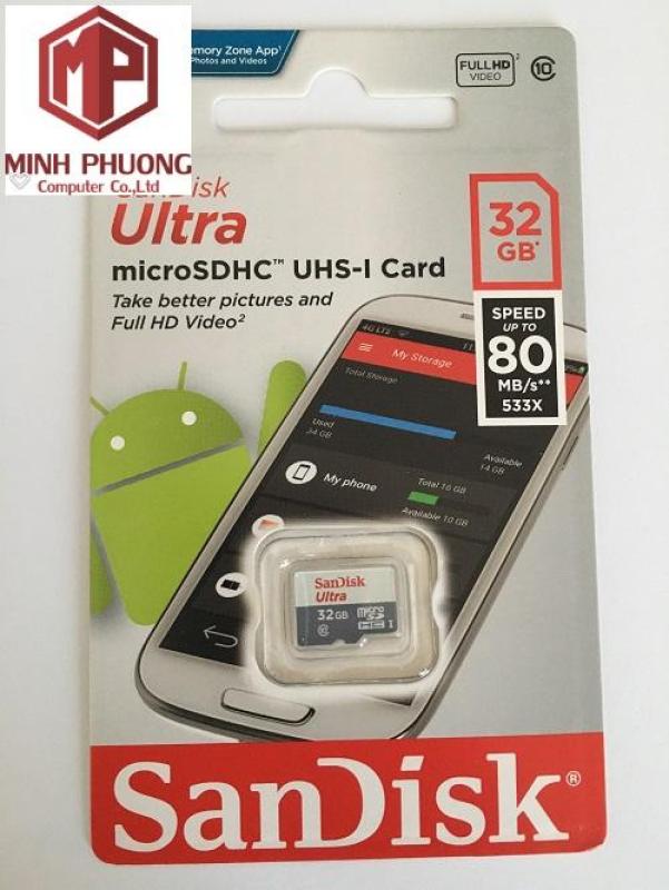 Thẻ nhớ 32G SanDisk Ultra Class 10 80Mb/s chuẩn Dành cho Camera Bảo hành 5 năm