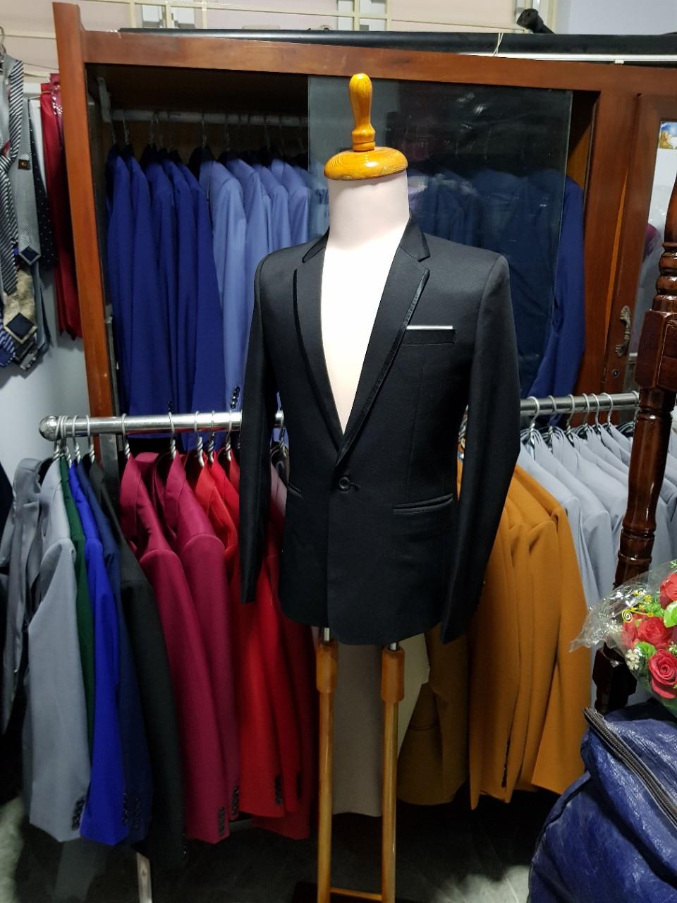 Bộ Vest Nam Màu Đen Kiểu 1 Nút Form Ôm Body