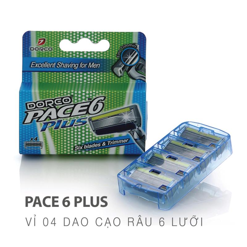 Vỉ 04 đầu cạo râu 6 lưỡi DORCO PACE 6 Plus (6 lưỡi + đầu cắt tóc mai)