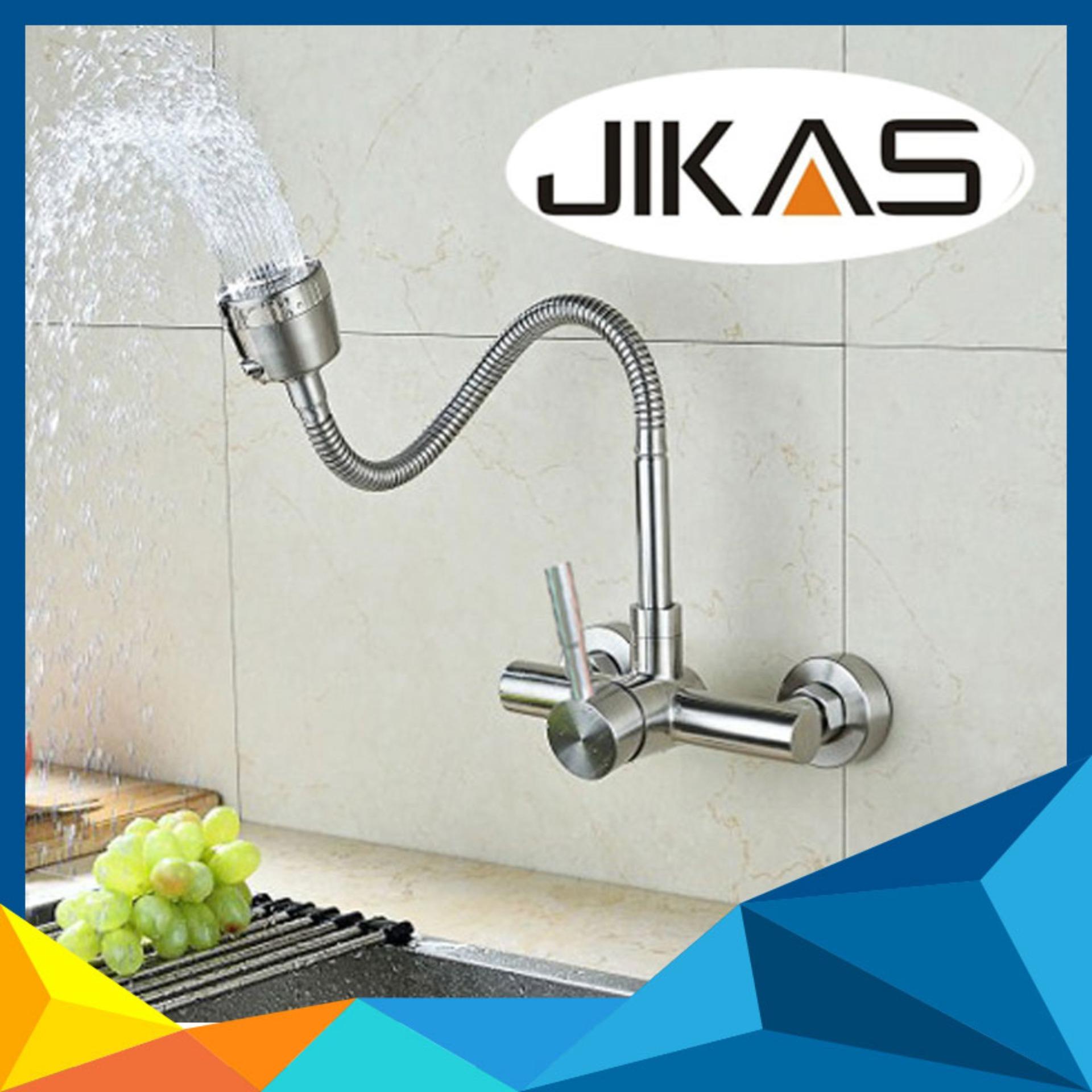 Vòi rửa bát gắn tường nóng lạnh inox 6015
