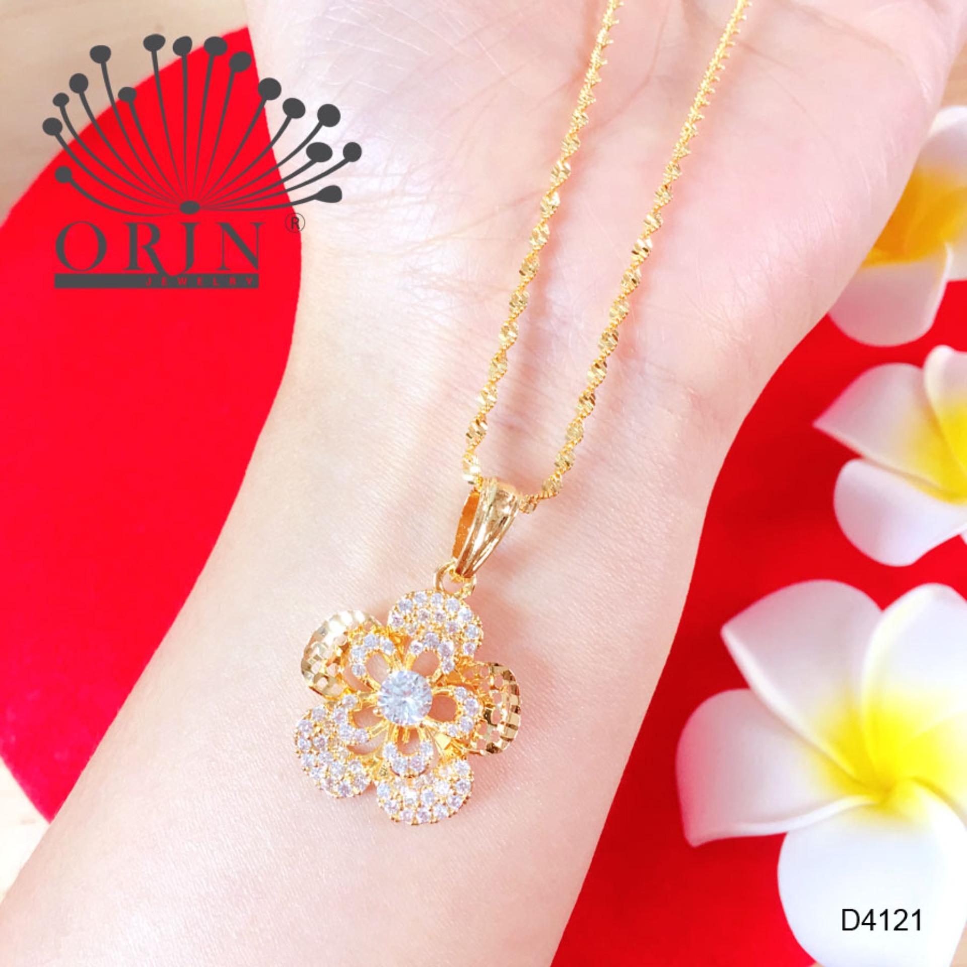 Dây chuyền nữ dạng xoắn mặt hoa mai lưới cách điệu trang sức cao cấp Orin D4121 - Long Tien