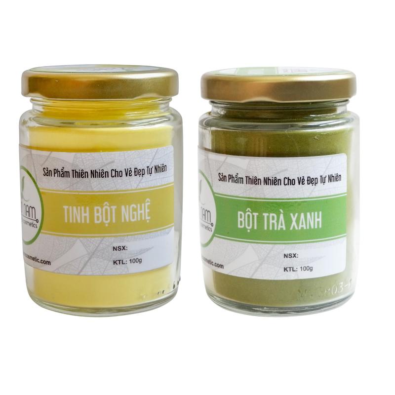 Cặp Đôi Trắng Da Dưỡng Ẩm Tinh Bột Nghệ Và Bột Trà Xanh 100Gr nhập khẩu