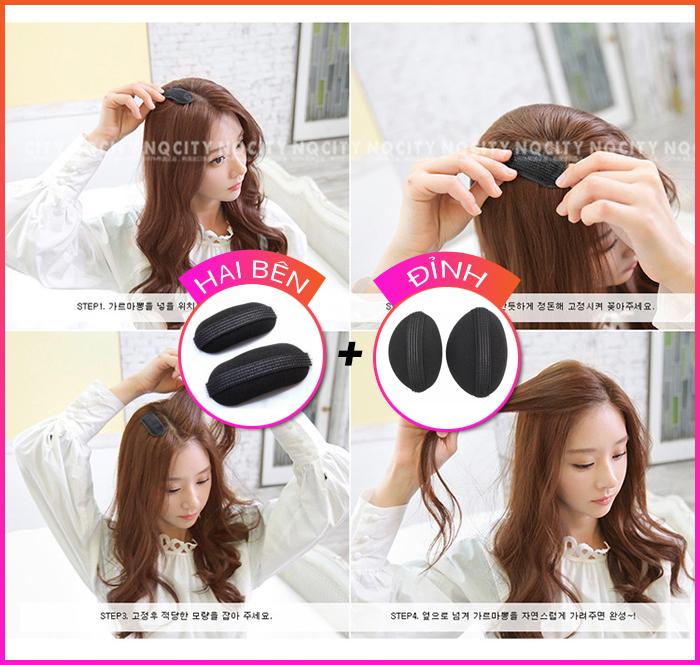 Combo 2 bộ đệm làm phồng tóc đỉnh và 2 bên - cách đơn giản để có mái tóc phồng đáng yêu