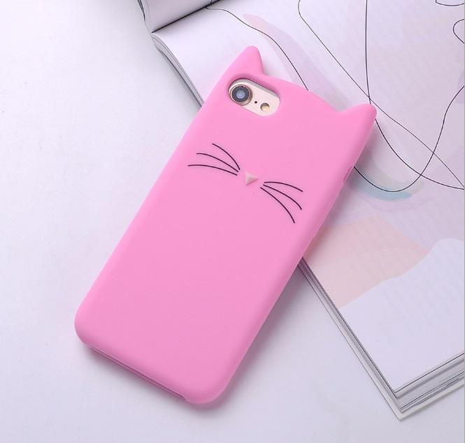 Ốp lưng iPhone 8 Plus IP 8+ case tai mèo màu đen hồng trắng kim tuyến đẹp thời trang ( Ốp dẻo )