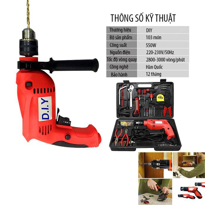 Bán Bộ Máy Khoan Cầm Tay.Mã Số 07.Mua Bộ Máy Khoan Cầm Tay 103 Món Diy Cao Cấp,Chức Năng .Khoan Bê Tông,Vặn Vít ,Đục Tường Vv….. Bảo Hành Uy Tín 1 Đổi 1