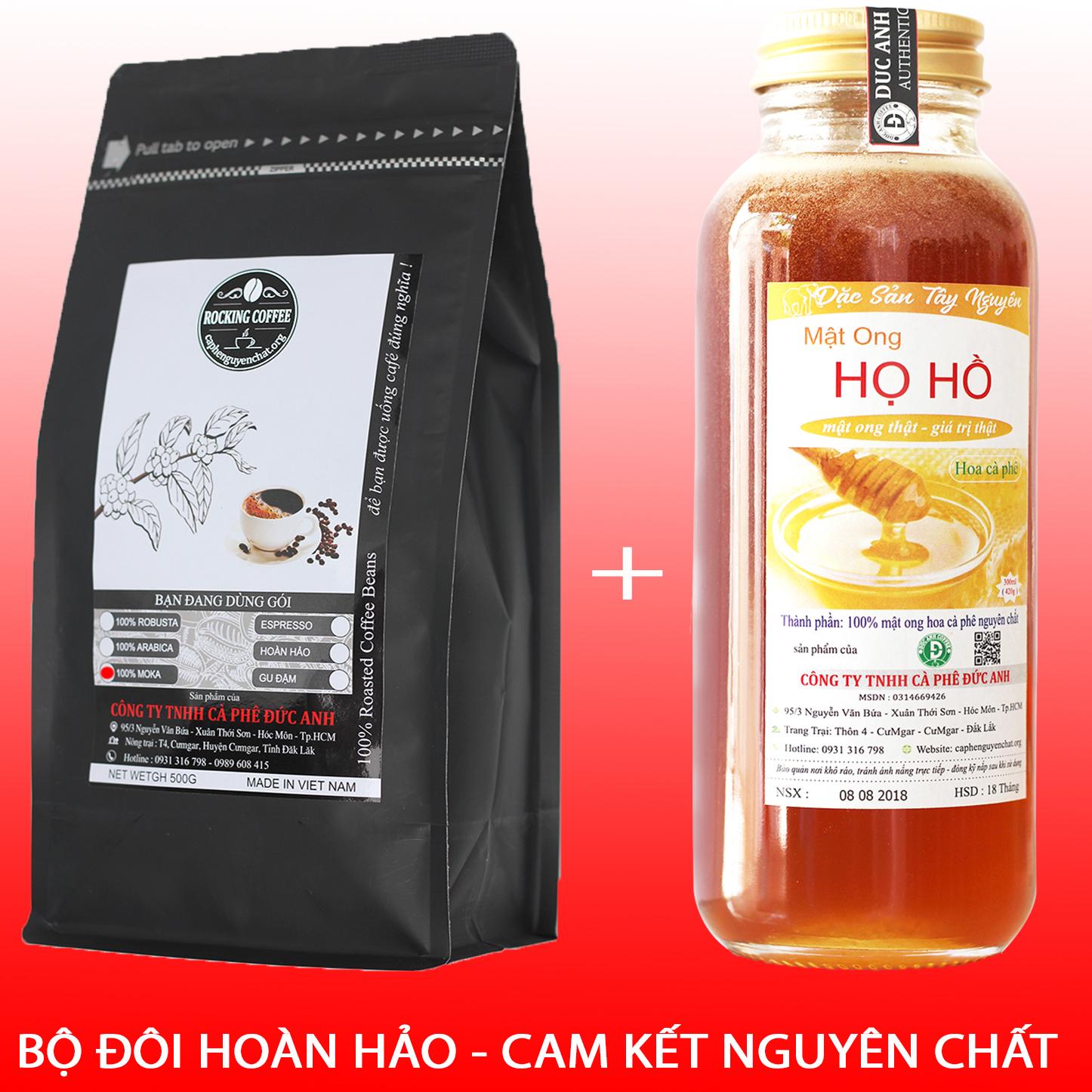 Combo gói cà phê rang xay moka + chai mật ong nguyên chất 420g - sản phẩm của duc anh coffee co. ltd.