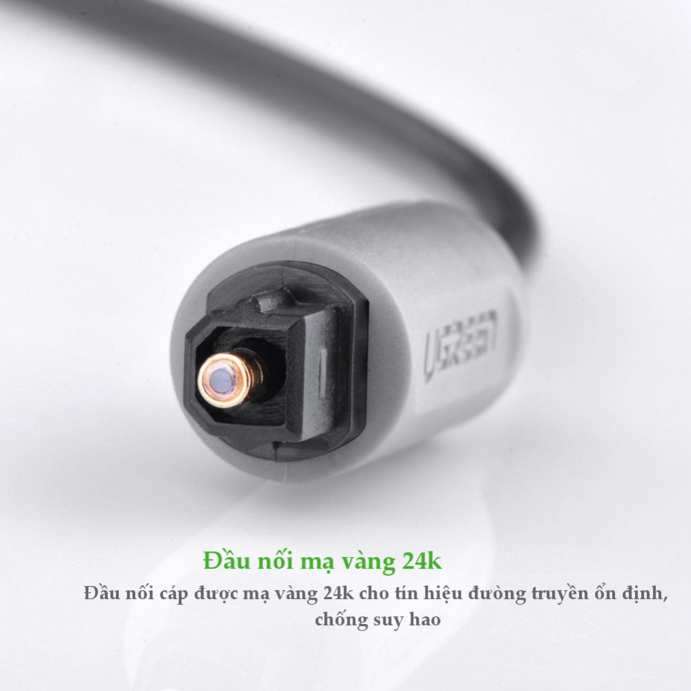 Dây audio quang Toslink truyền tải tín hiệu âm thanh với độ phân giải cực cao Hỗ trợ âm thanh Dolby Digital (5.17.1) AC3; DTS UGREEN AV122 Dây audio quang Toslink truyền tải tín hiệu âm thanh với độ phân giải cực cao Hỗ trợ âm thanh Dolby Digital (5.17.1) AC3; DTS UGREEN AV122