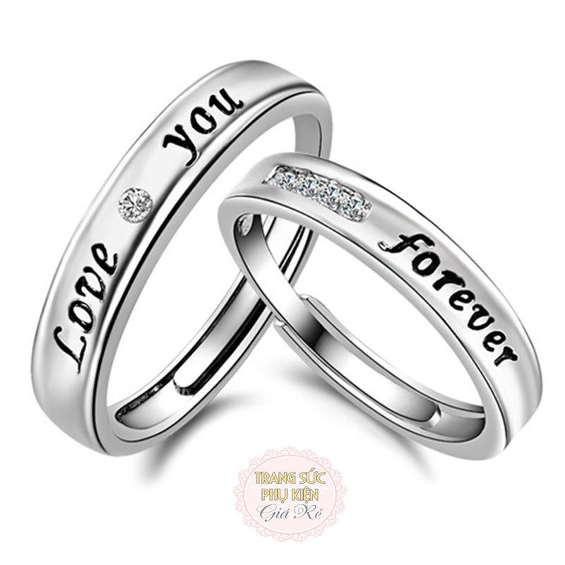 [HCM]Nhẫn đôi điều chỉnh size tùy ý NC09 LOVE YOU - FOREVER  S925