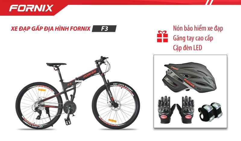 Phân phối Xe đạp gấp địa hình thể thao Fornix F3 + (Gift) Găng tay, Đèn LED, Nón bảo hiểm A02NX1L