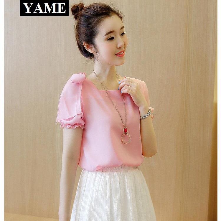 Áo Sơ Mi Nữ Kiểu Hàn Vải Voan Chất Đẹp YAME S26P66 Pink