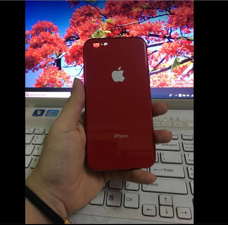 Ốp lưng kính viền đồng màu cho iPhone 6 Plus