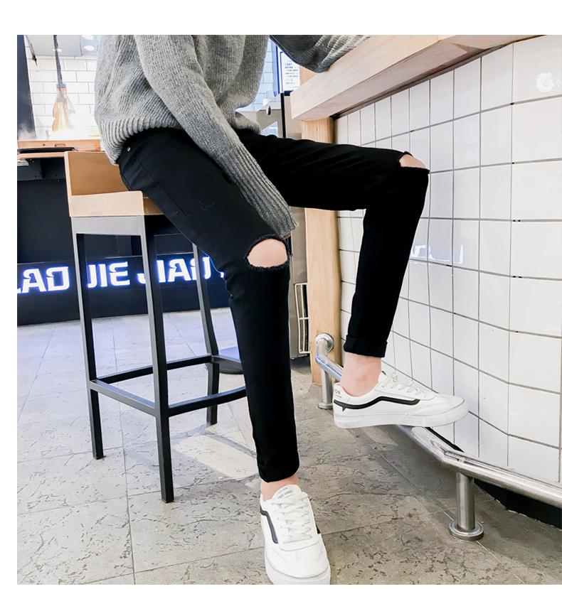 Quần Jean Nam Body Rách Gối Soái Ca - Quần Jean Nam Dáng Ôm Chân Phong Cách HOTBOY HÀN QUỐC màu đen