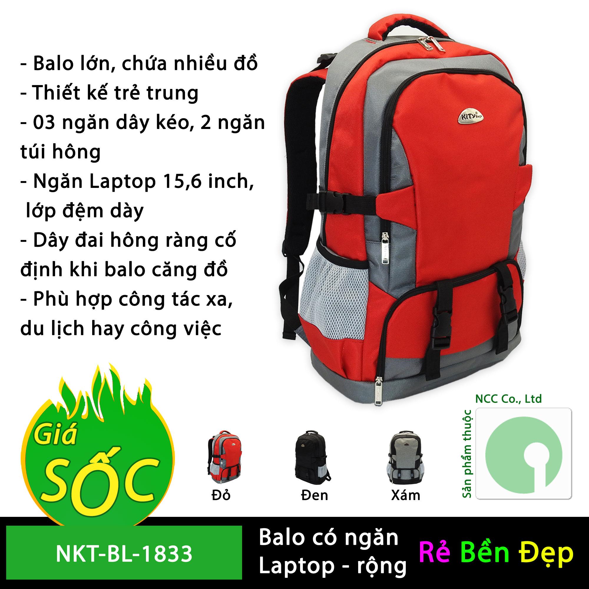 Balo túi xách du lịch nhiều ngăn bằng vải dù - NKT-BL-1833 (Nhiều màu)