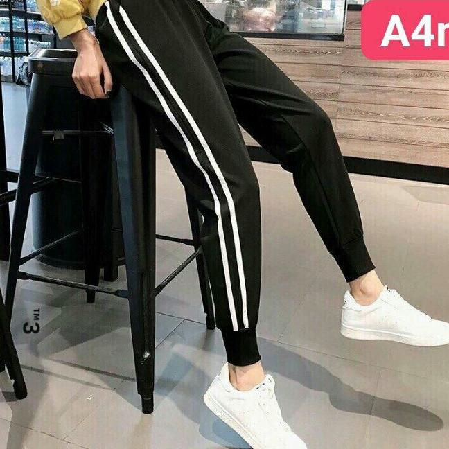 Quần jorger nỉ 2 sọc trắng