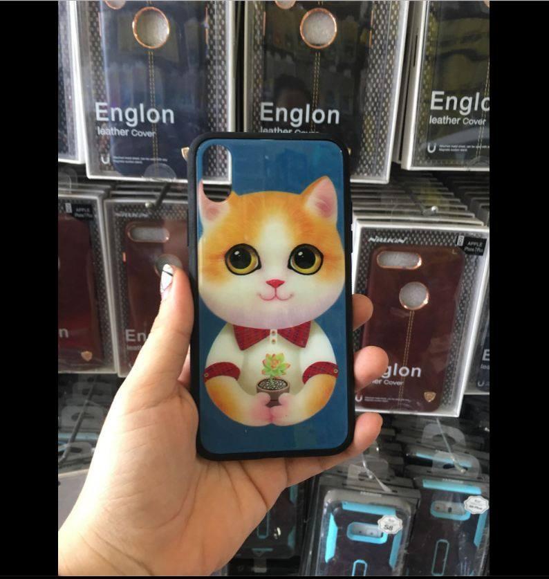 Ốp lưng thời trang mặt kính cho iPhone X Tặng kính cường lực