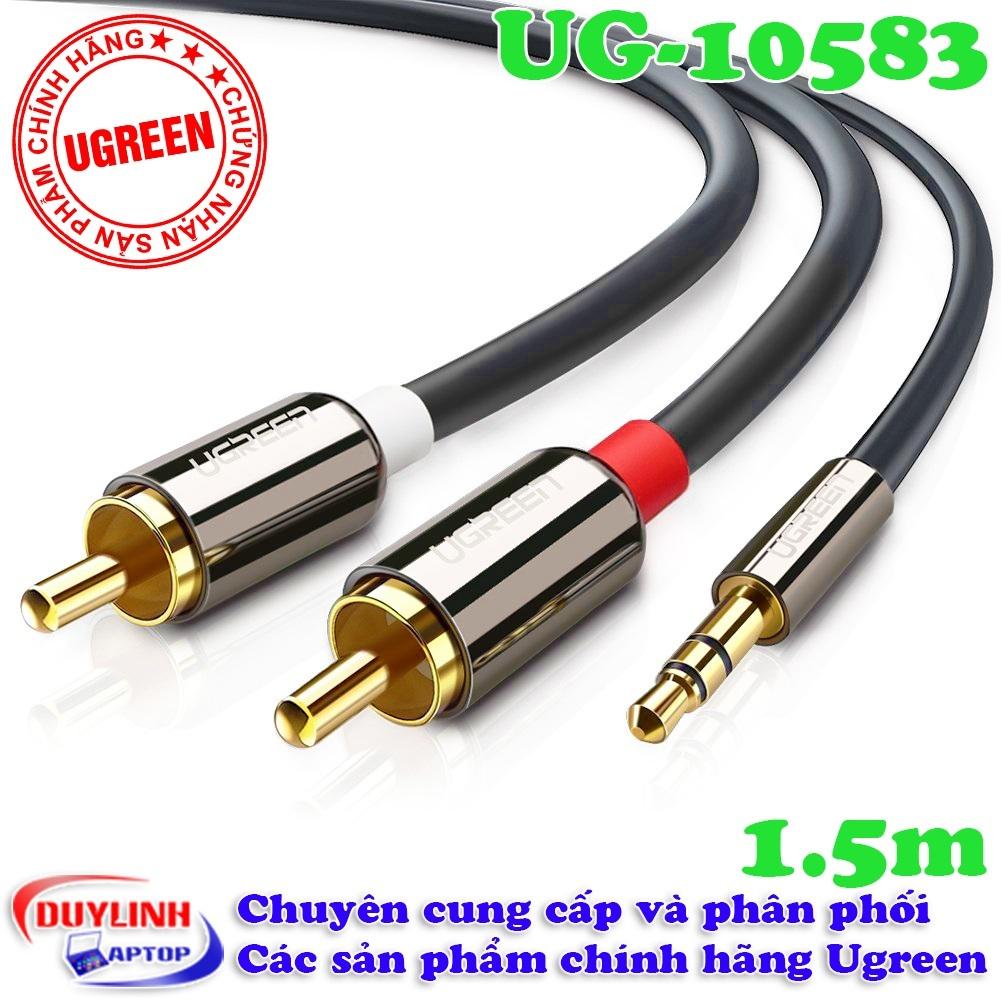 Dây av 3.5 ra 2 đầu rca, đầu mạ vàng ugreen 1.5m