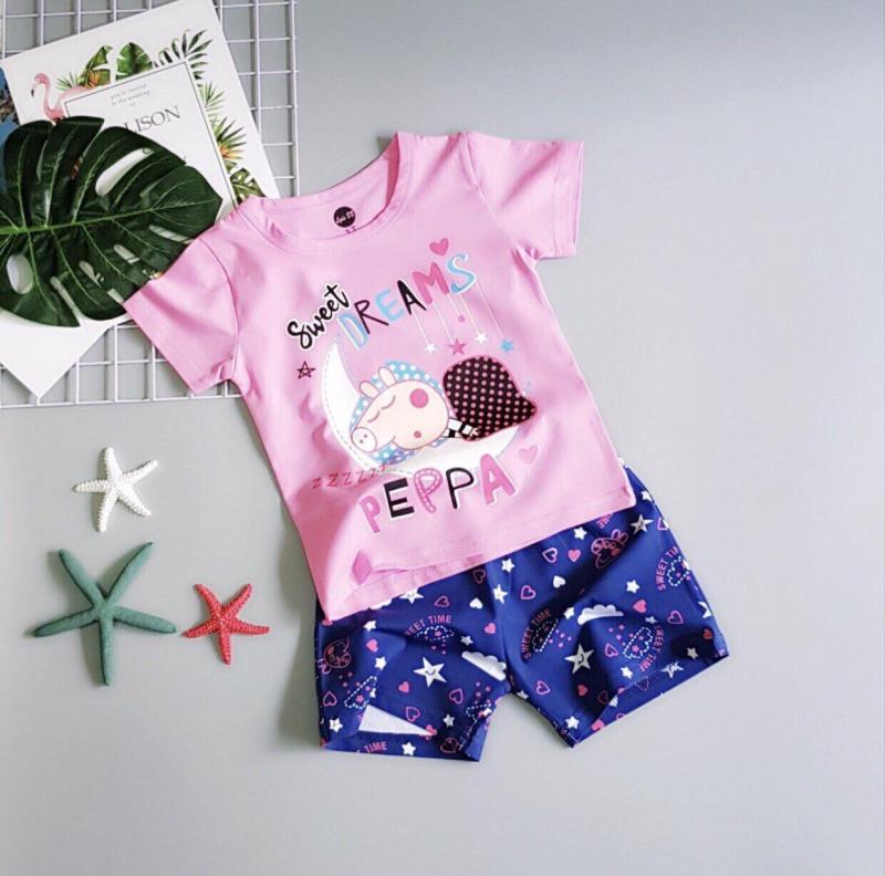 Nơi bán Bộ thun bé gái hình heo peppa 10-15kg