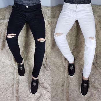 Quần Jean nam - rách gối jean co giãn
