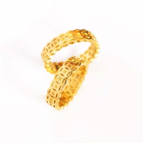 COMBO 2 Nhẫn nam và nữ mạ vàng 24k (Nhẫn kim tiền tài lộc may mắn)