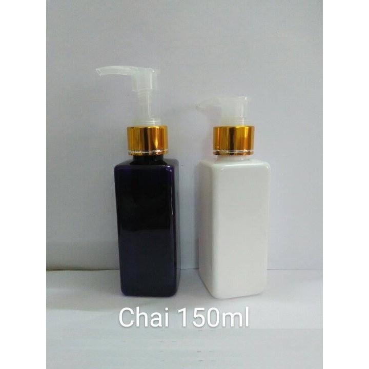 Chai pet nhựa vuông đầu bơm 150ml
