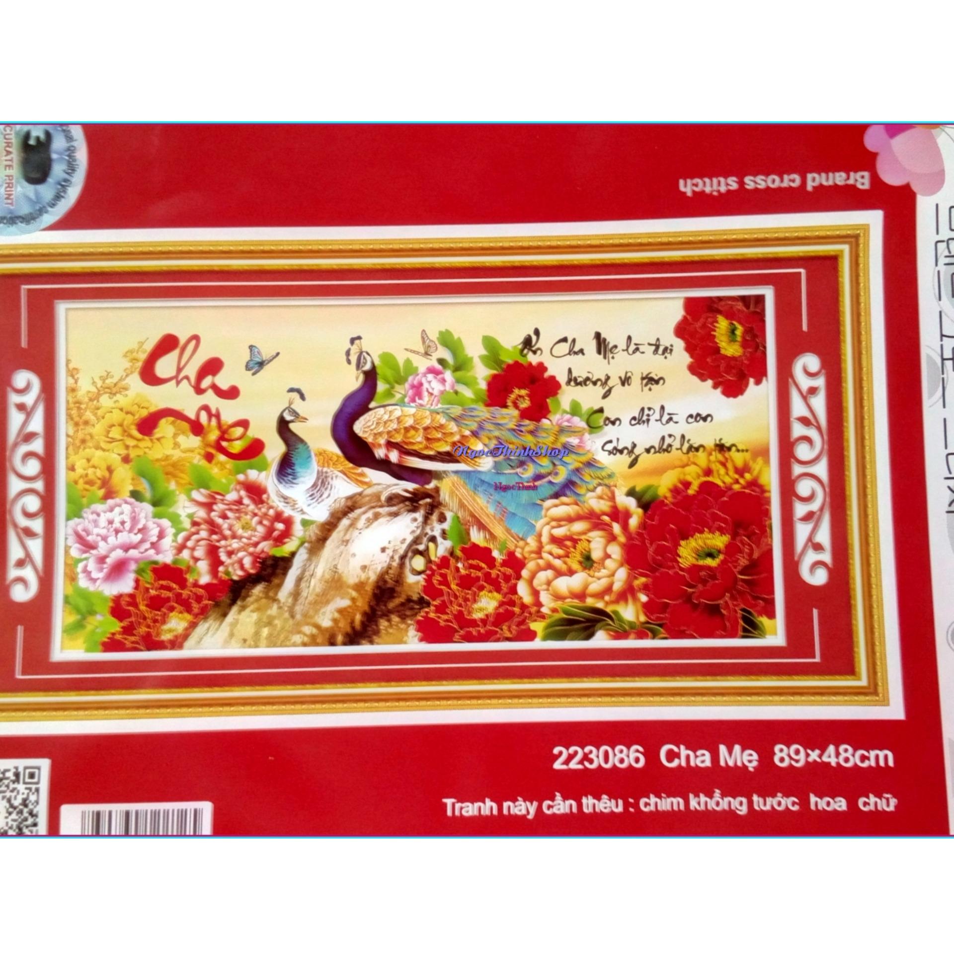 Tranh thêu chữ thập cha mẹ 223086