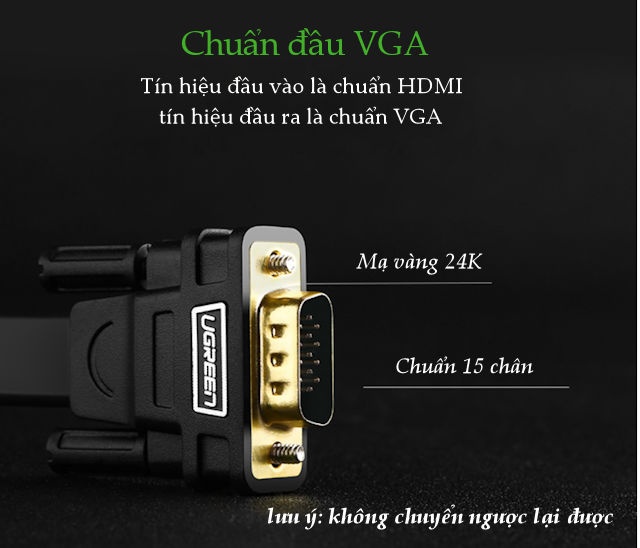 Cáp HDMI sang VGA dài 1.5m UGREEN MM117 Cáp HDMI sang VGA dài 1.5m UGREEN MM117