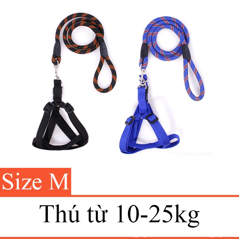 Dây dắt chó vải dù loại tốt cho chó 10-25kg - dây dắt 001 size m
