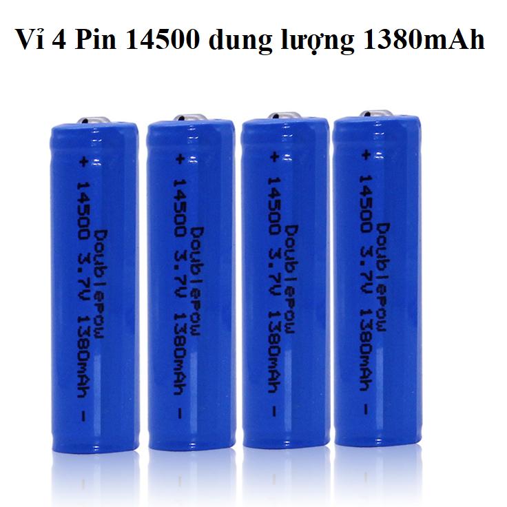 Bộ 4 pin sạc 14500 doublepow 3.7v dung lượng 1380mah