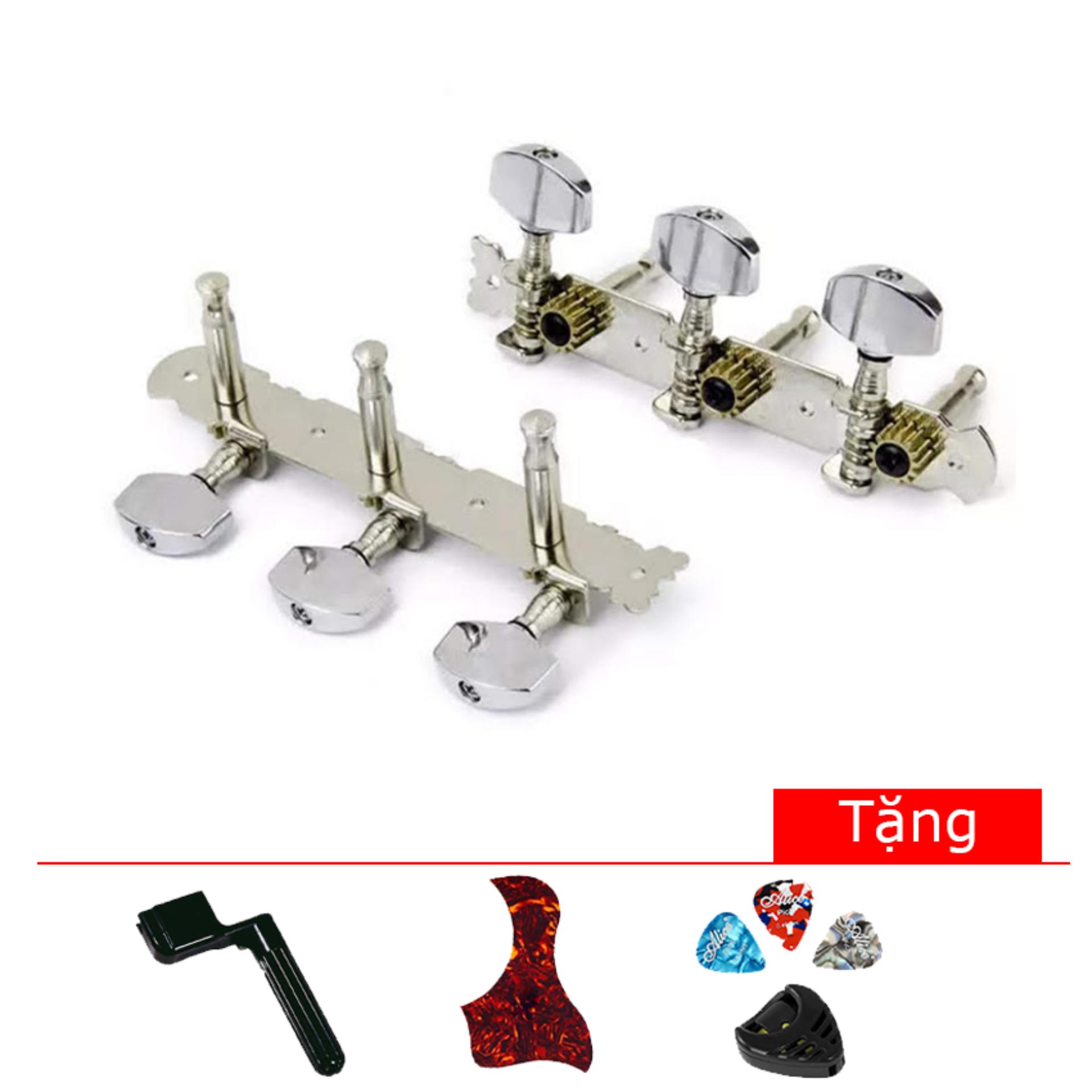 Bộ 2 bên khóa đàn guitar Acoustic (tặng pick, hộp pick, dán chống xước, tay quay lên dây đàn)