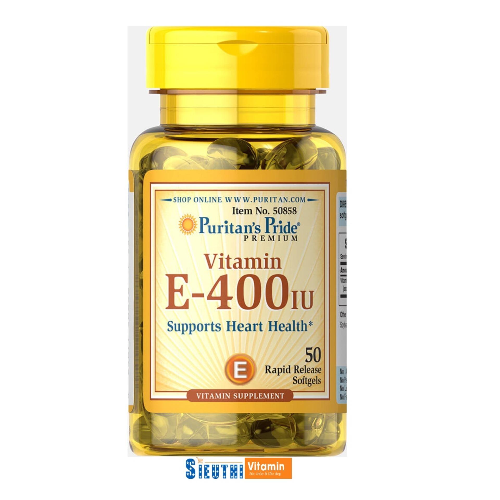 Viên uống dưỡng ẩm cho da- chống lão hóa da- giảm cholesterol vitamin e 400 iu 50 viên puritan's pride