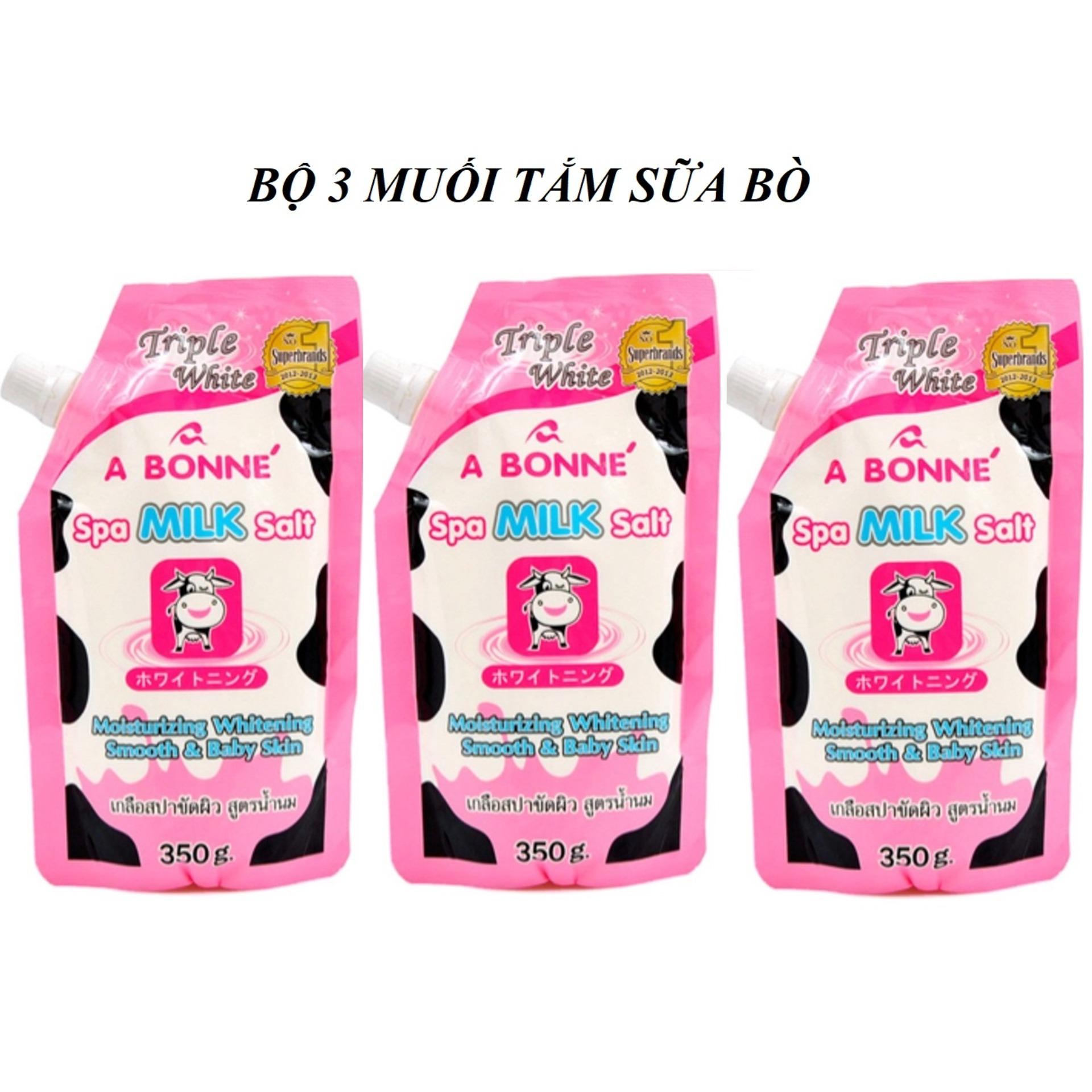 Bộ 3 muối tắm tẩy tế bào chết sữa bò a bonné spa milk salt 350g