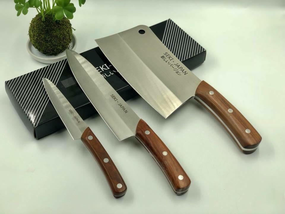 Bộ 3 dao thép cán gỗ seki nhật bản