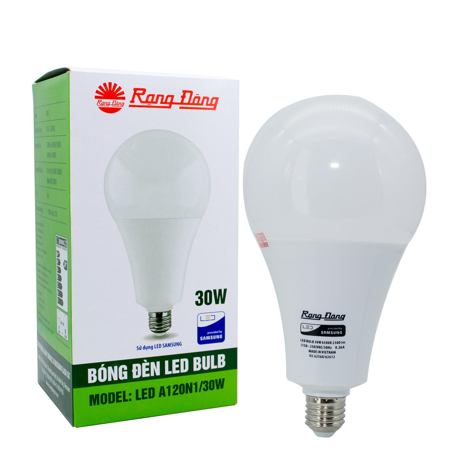 Bộ 2 bóng đèn led bulb rạng đông a120n1/30w đui e27 tiết kiệm điện bảo vệ mắt siêu sáng tuổi thọ 15000 giờ bảo hành 2 năm đổi mới