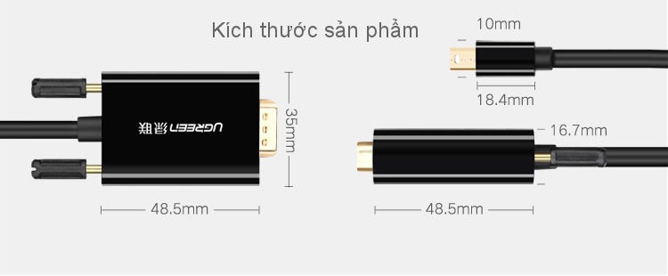 Cáp chuyển đổi Mini Displayport sang VGA dài 1,5m UGREEN MD103 Cáp chuyển đổi Mini Displayport sang VGA dài 1,5m UGREEN MD103