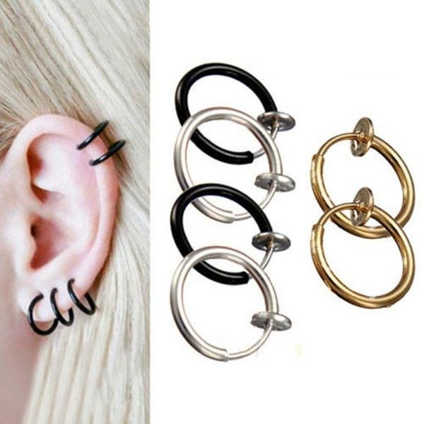Bông tai khuyên tai nam kẹp vành không cần bấm lỗ xỏ lỗ Titanium