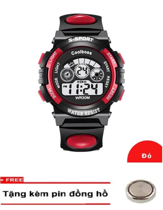 Giá bán Đồng hồ trẻ em dây cao su S-sport 0119 Đỏ + Km 1 Pin đồng hồ