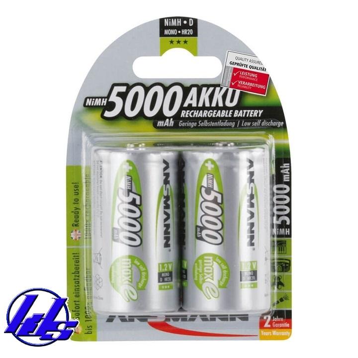 Pin sạc đại D Ansmann MaxE 5000mAh - Vỉ 2 viên