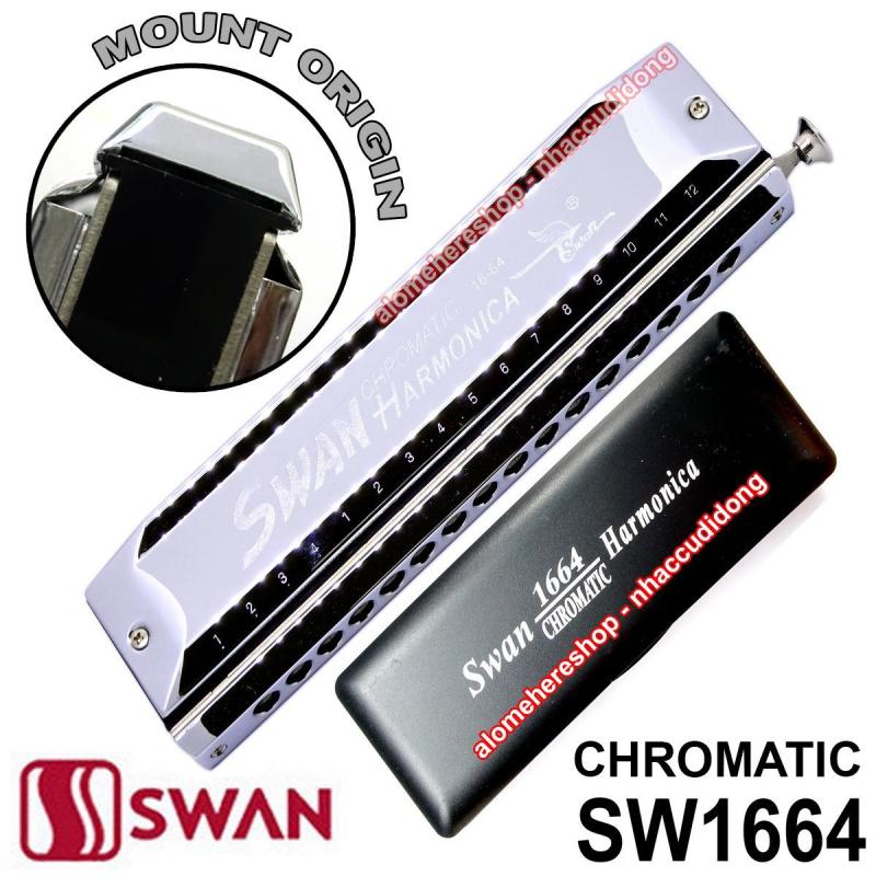 Kèn harmonica chromatic Swan SW1664 16 lỗ (Bạc)