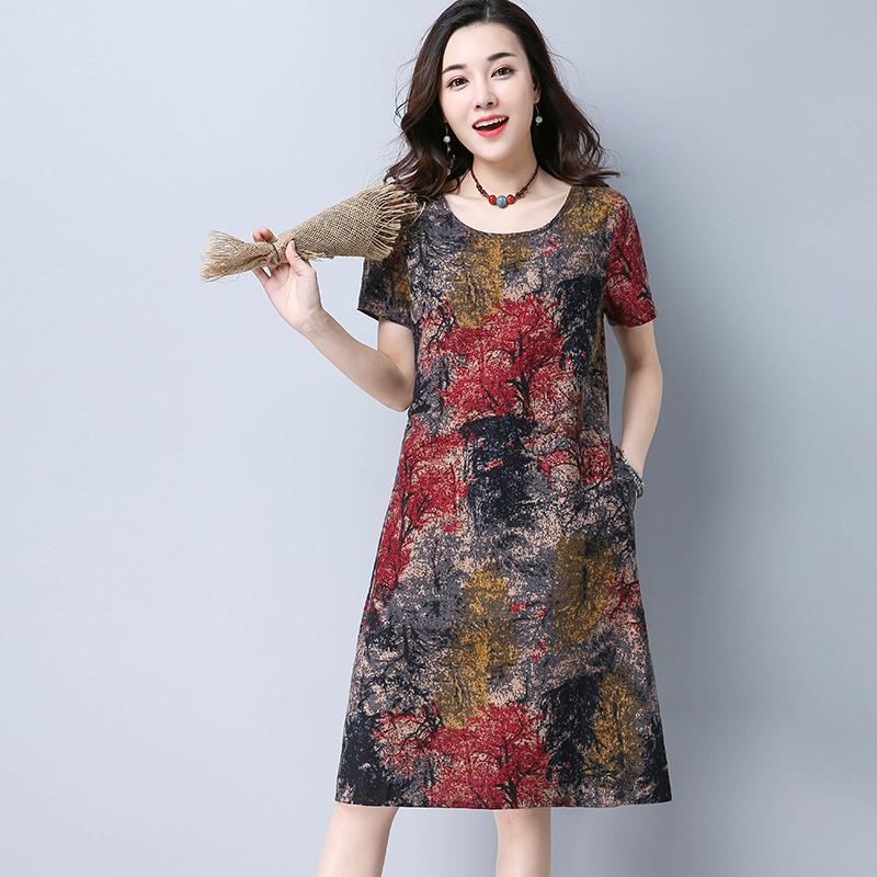 Đầm suông họa tiết 01