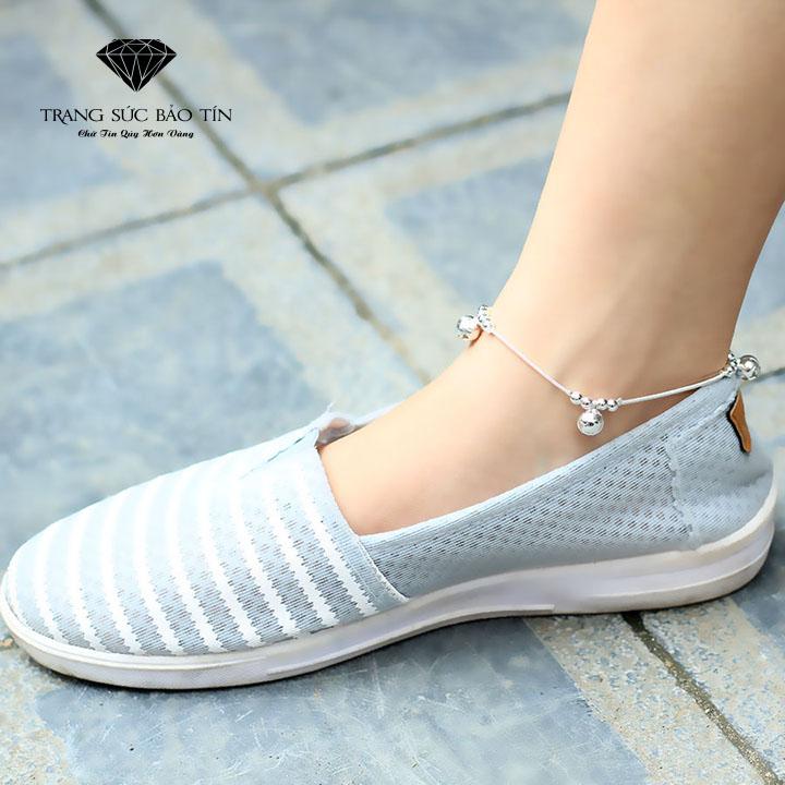 Lắc chân nữ, lắc chân bạc nữ, lắc chân bạc cho nữ, lắc chân bạc nữ chuông chất liệu bạc xi – bảo tín