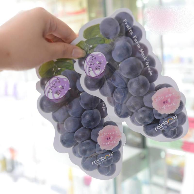 Bộ 10 miếng mặt nạ dưỡng ẩm Rainbow Fruit Farm Mask Pack Hàn Quốc 23ml (Vị nho) cao cấp