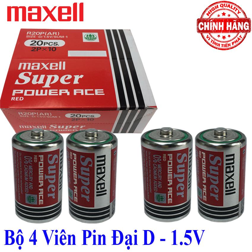 Bộ 4 viên Pin Đại D R20P Maxell Super Power 1.5V - Maxell dùng cho bếp ga, đồng hồ, đèn pin, thiết bị y tế, máy công nghiệp... mã pin R20P