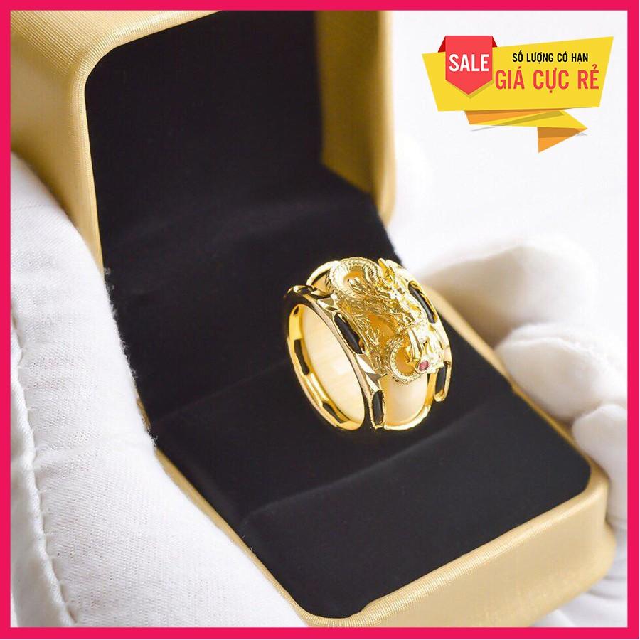 Nhẫn nam rồng mạ vàng phong thủy may mắn cao cấp