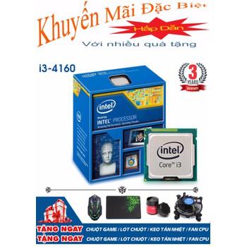 Bộ vi xử lý CPU Intel® Core™ i3-4160 Processor (3M Cache, 3.60 GHz) (2 lỗi ,4 luồng  ) Tặng keo tản nhiệt , quạt CPU