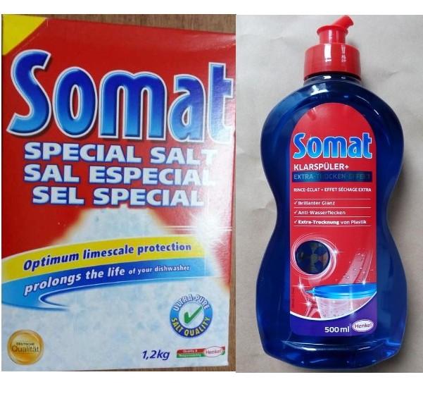 Combo muối rửa bát somat 1,2kg +nước làm bóng rửa bát somat 750ml